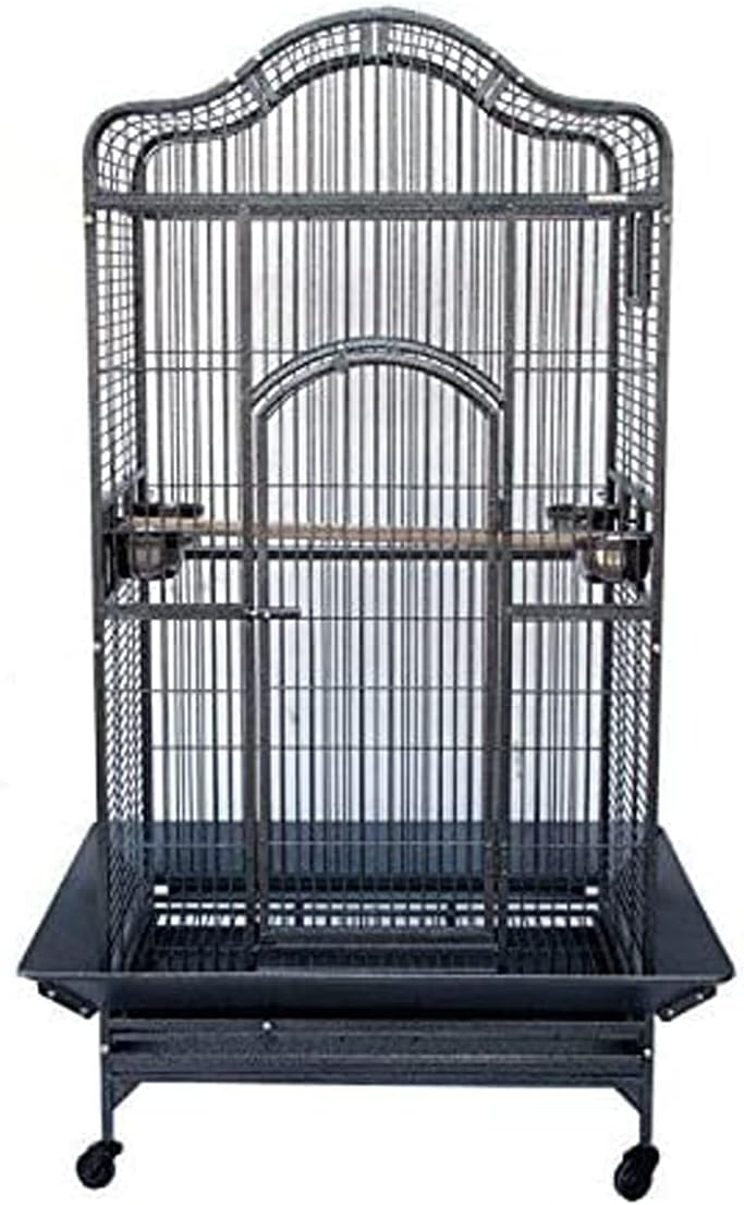 2 Color, Extra Large Wrought Iron Dome Top for Macaw Goffin's Cockatoo Cockatiels African Grey Amazon Parrots Green Cheek Conures Caique Bird Cage with Rolling Stand