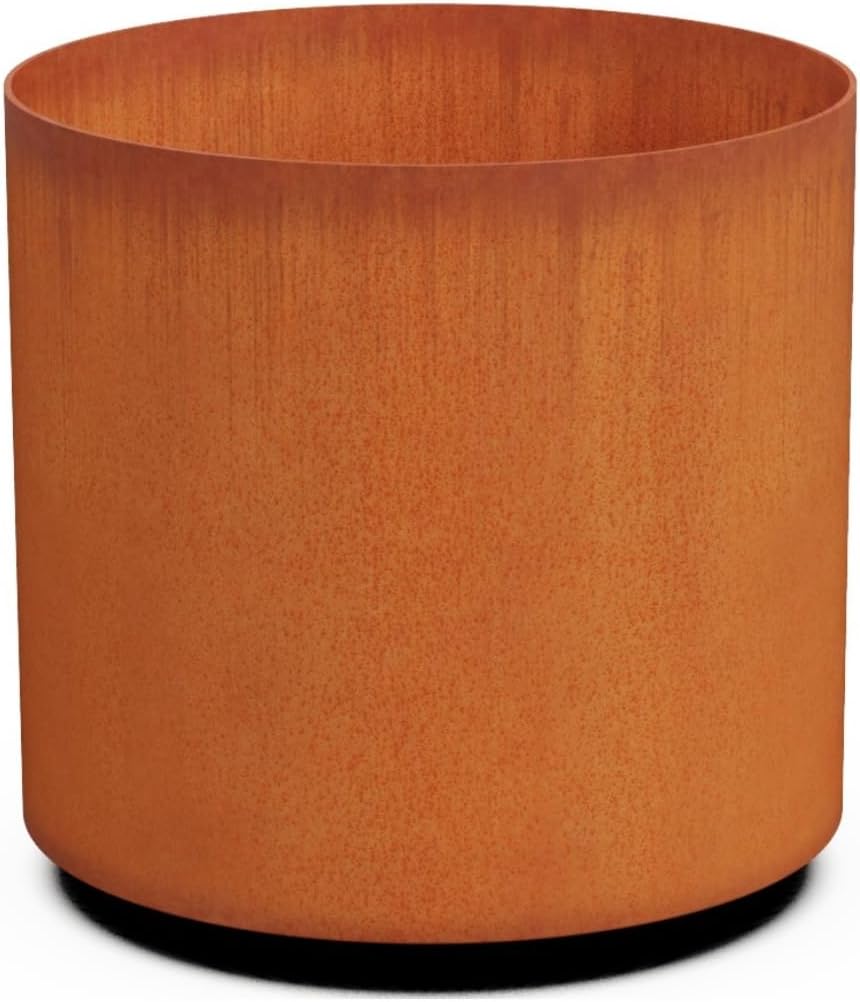 Plantercraft Large Round Planters for Outdoor Plants - 24 Inch Corten Steel Planter for Patio