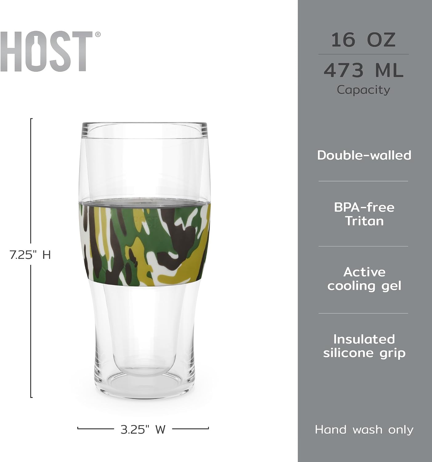 Host FREEZE Beer Glasses, Frozen Beer Mugs, Freezable Pint Glass Set, Insulated Pint Glass to Keep Your Drinks Cold, Double Walled Insulated Glasses