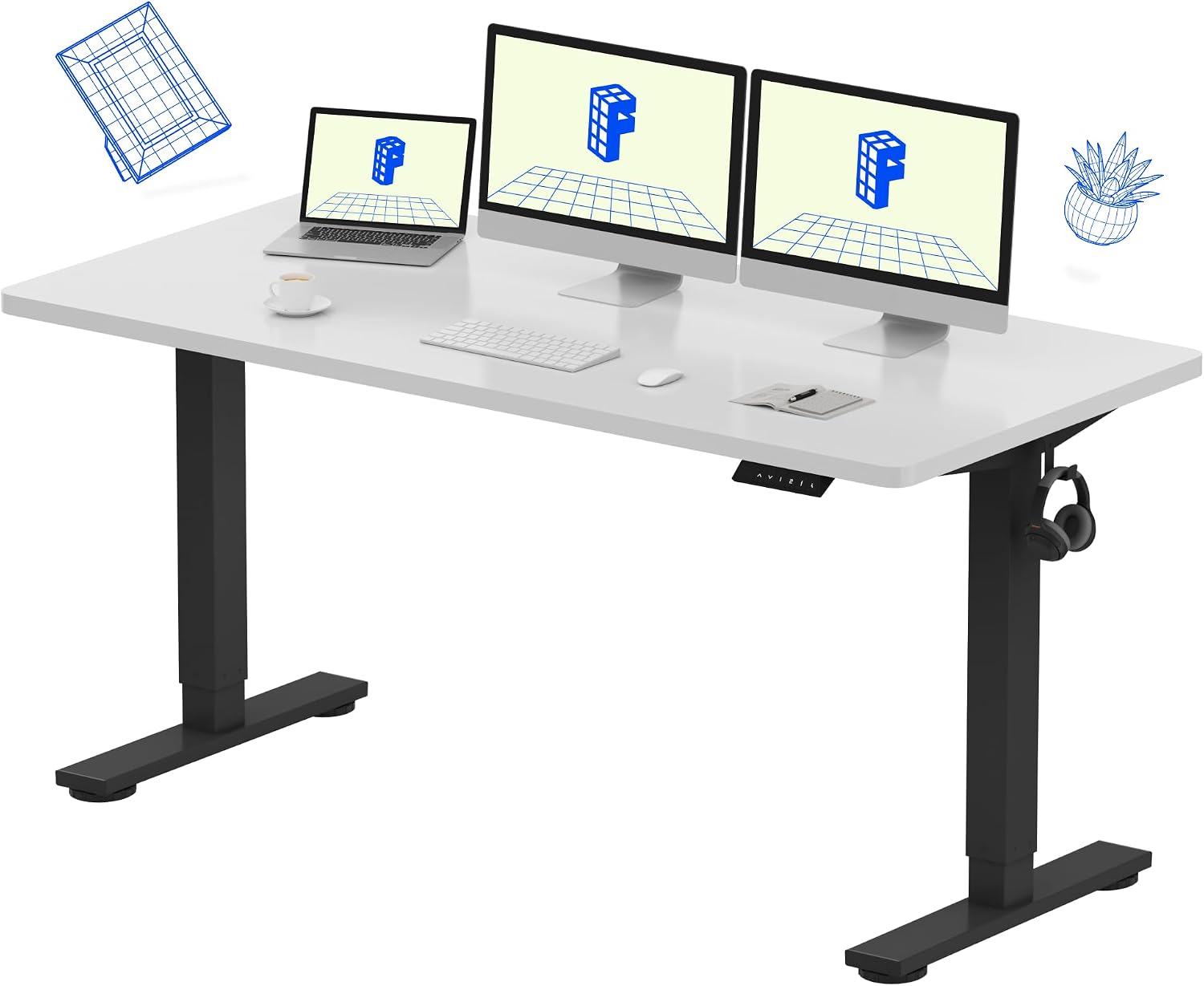 FLEXISPOT EN1 One-Piece Standing Desk, Electric Adjustable with 4 Memory Presets, 176 LBS Capacity, Stable & Quiet