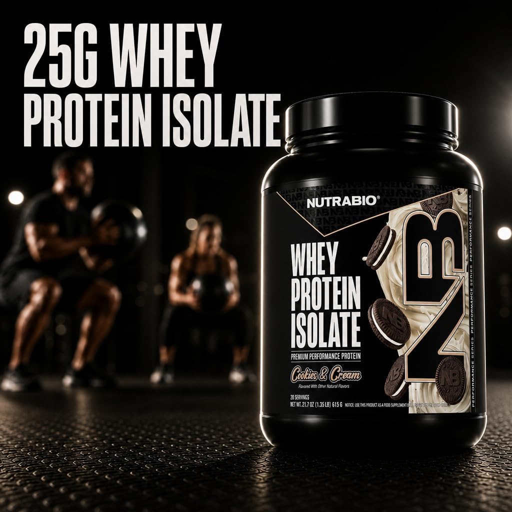 NutraBio 100% Whey Protein Isolate Protein Powder, 25g Protein with Complete Amino Acid Profile, Non-GMO, Soy & Gluten Free, Low Carb, Low Calorie Whey Protein Powder, Raw Unflavored, 20 Servings