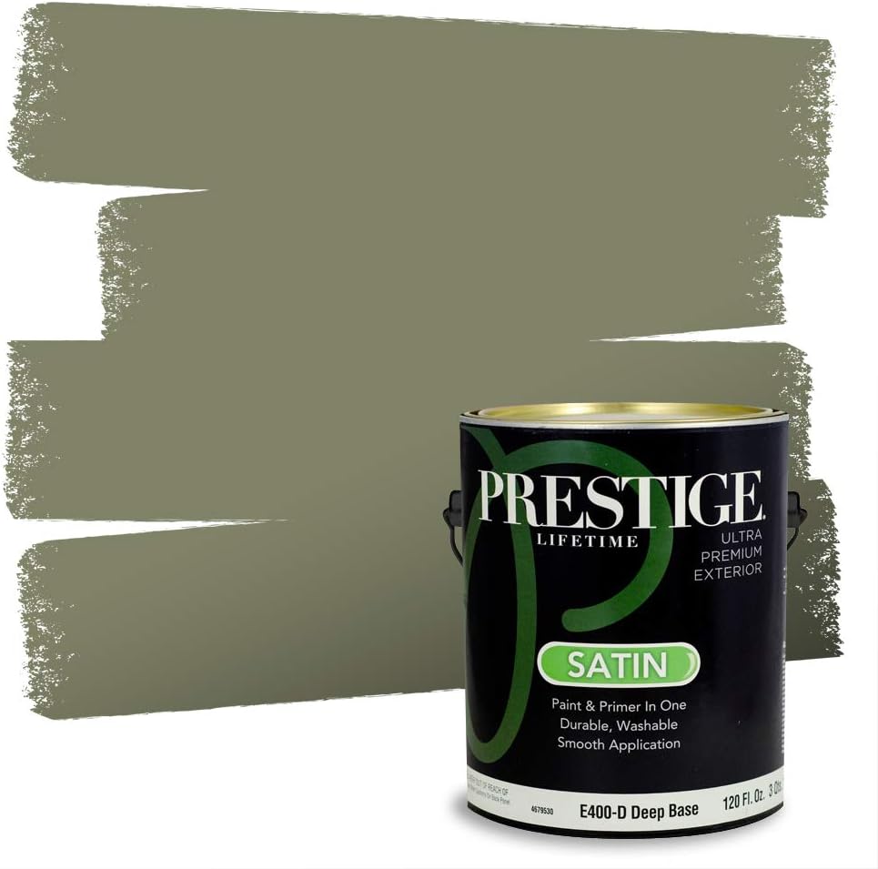 PRESTIGE Paints Exterior Paint and Primer In One, 1-Gallon, Flat, Comparable Match of Sherwin Williams* Coastal Plain*