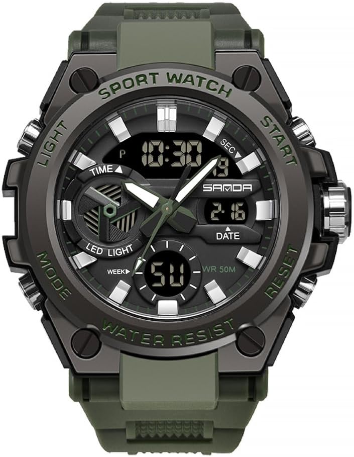 KXAITO Men's Watches Sports Outdoor Waterproof Military Watch Date Multi Function Tactics LED Alarm Stopwatch