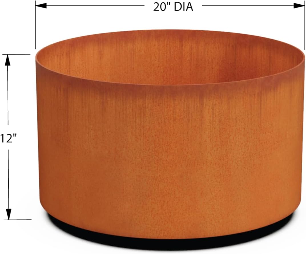 Plantercraft Large Round Planters for Outdoor Plants - 24 Inch Corten Steel Planter for Patio