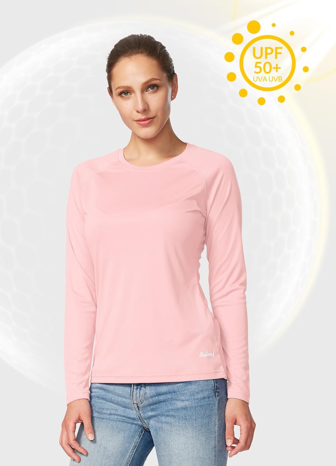 baleaf Women's UPF 50+ Sun Shirts Long Sleeve Stretchy Quick Dry | Lightweight, Rash Guard, UPF 50+ Sun Protection, Breathable Comfort material for Hking Workout, Excellent for hot weather