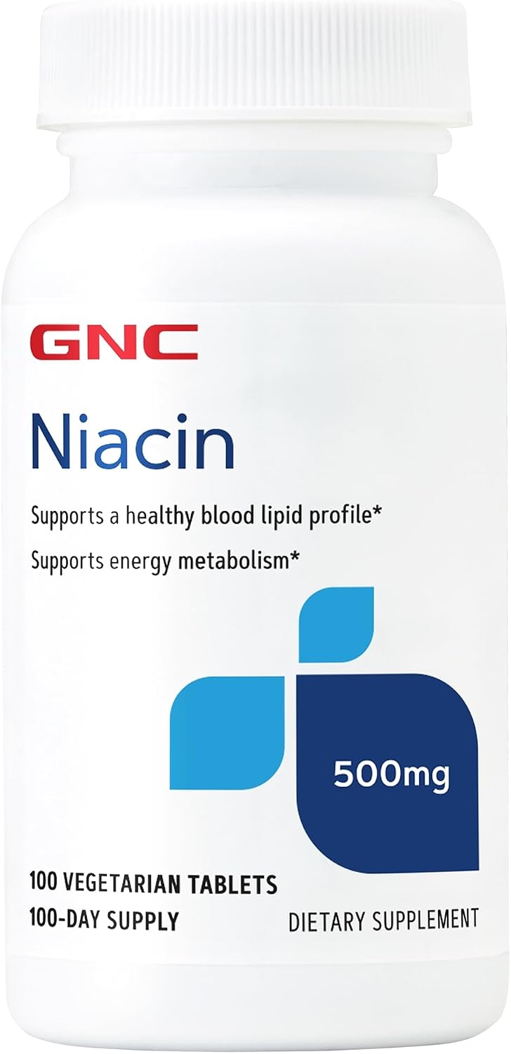 GNC Niacin 500mg Supplement, Supports Blood Vessel Health, 100 Tablets