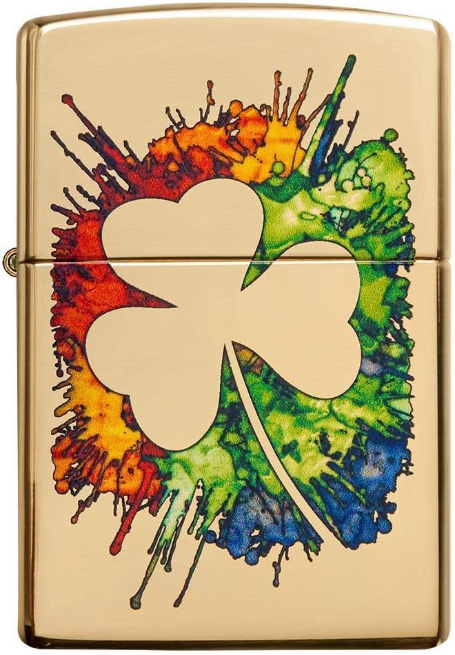 Zippo Clover Design Pocket Lighter, High Polish Chrome, One Size (ZO24699)
