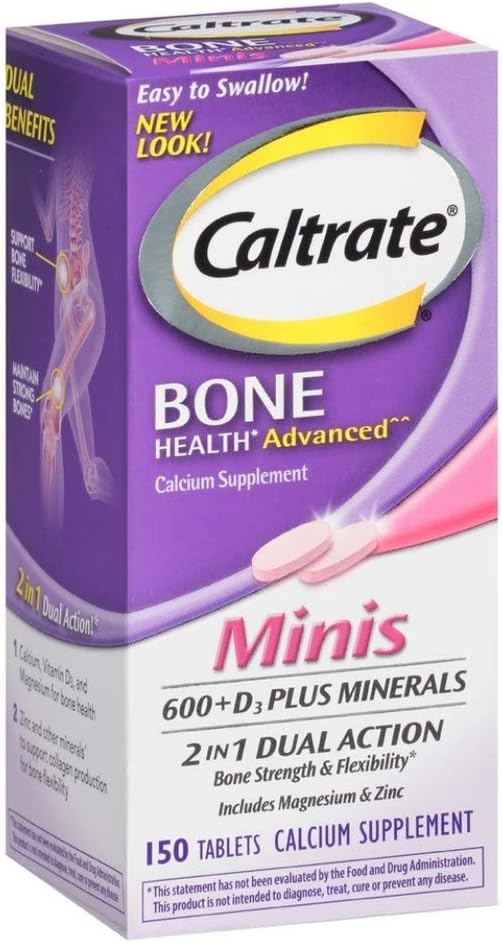 Caltrate Minis 600 Plus D3 Vitamin D and Calcium Supplement Tablets, 150 Ct | Highest Level of Vitamin D3, Maximizes Calcium Absorption to Support Strong Bones and Daily Function