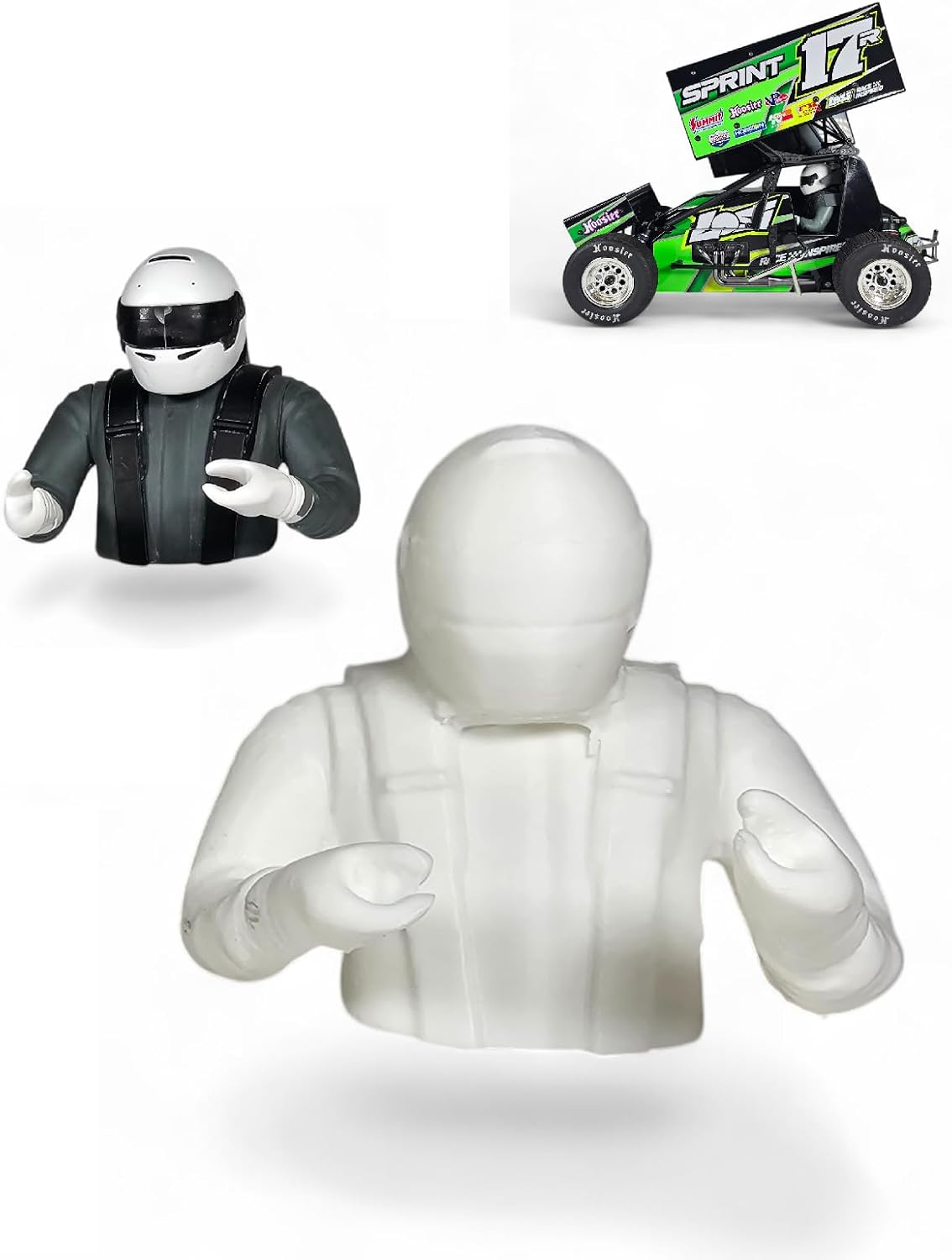 Lightweight Driver – Compatible with Losi 22S Sprint 1/10 Scale RC Sprint Car – 3D Printed, Paintable, 1 oz Performance Upgrade, Driver Only