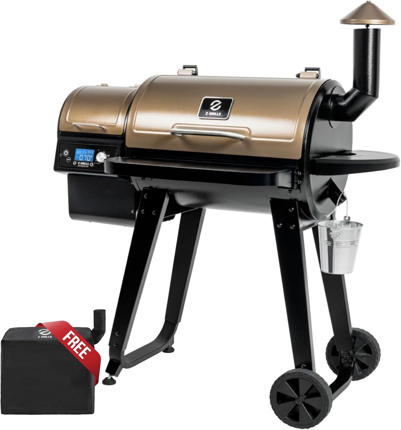 Z GRILLS Wood Pellet Smoker Grill, 8 in 1 BBQ Grill with Auto Temperature Control, 697 sq in Cooking Area for Backyard, Patio and Outdoor Cooking, 7002E, Sliver