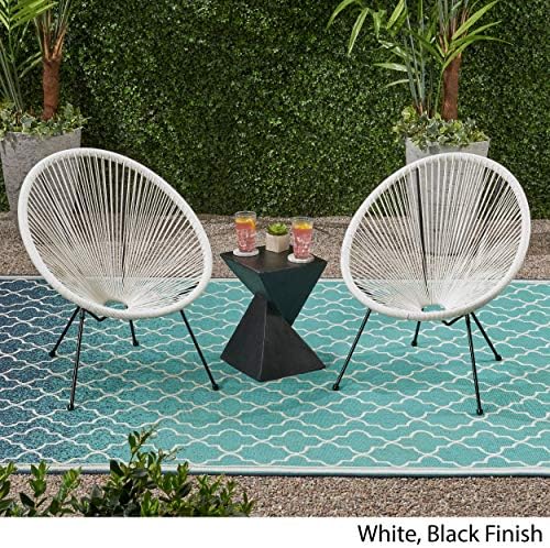 GDFStudio Noble House Anson Outdoor Hammock Weave Chair in Teal and Black (Set of 2)