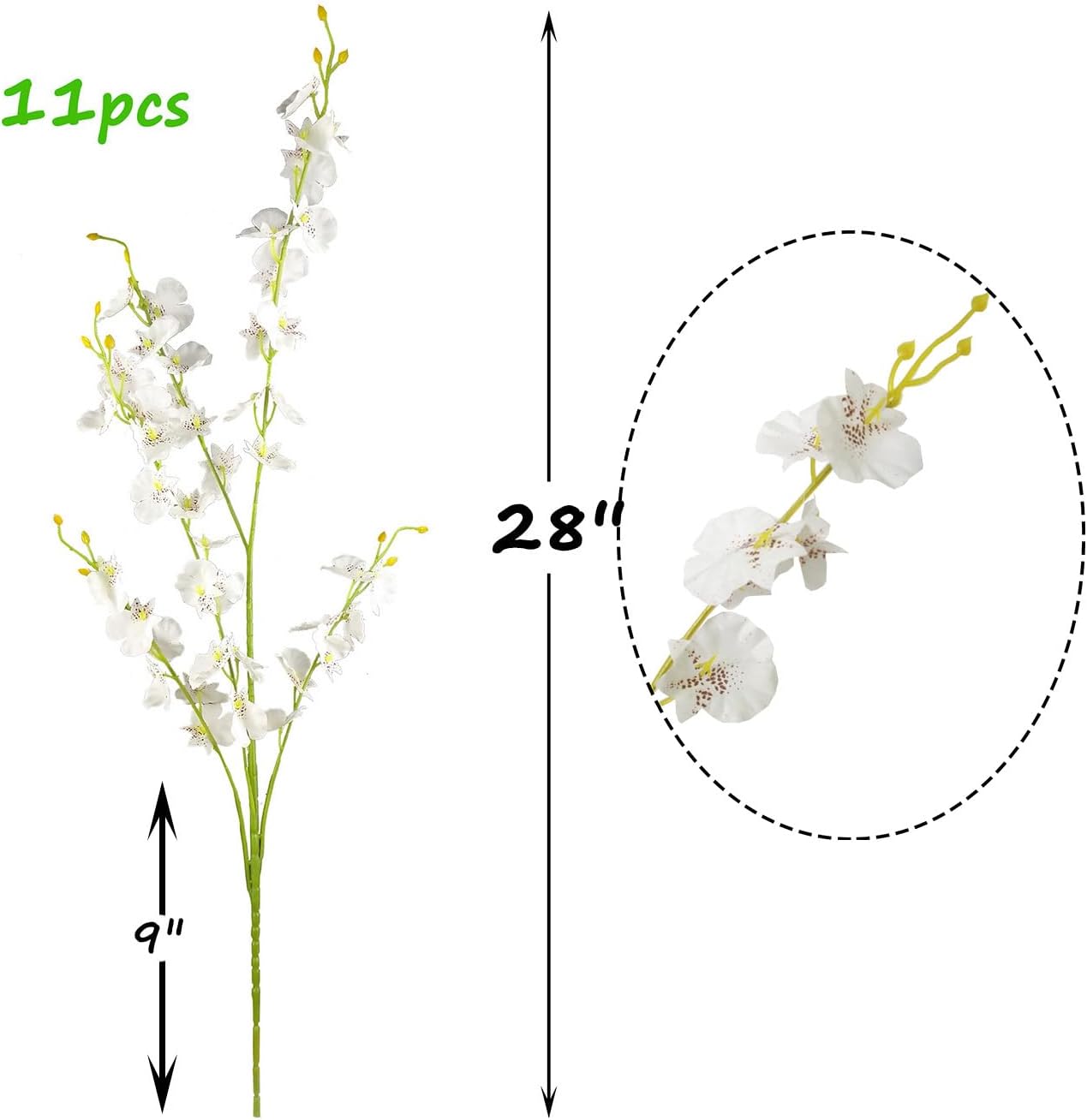 Yellow Artificial Flowers Orchids Silk Fake Flowers in Bulk, 12 Pcs (Each 38.5”), for Wedding Festive Party Home Office Decoration, No Include Vase