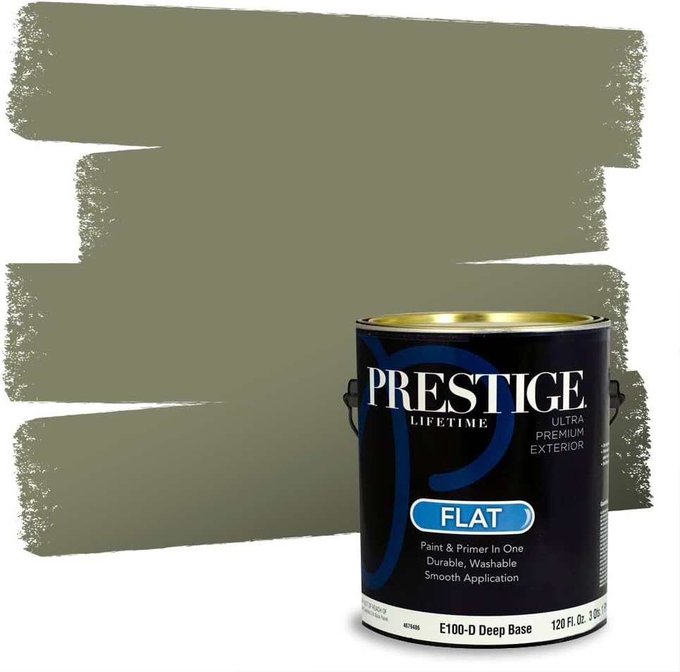 PRESTIGE Paints Exterior Paint and Primer In One, 1-Gallon, Flat, Comparable Match of Sherwin Williams* Coastal Plain*