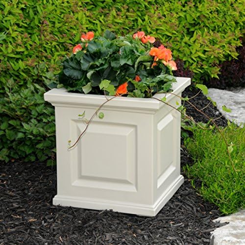 Mayne Nantucket 16in Self-Watering Square Planter, Black | Self-watering, All season, Fade resistant, Double-wall design, 15-year warranty