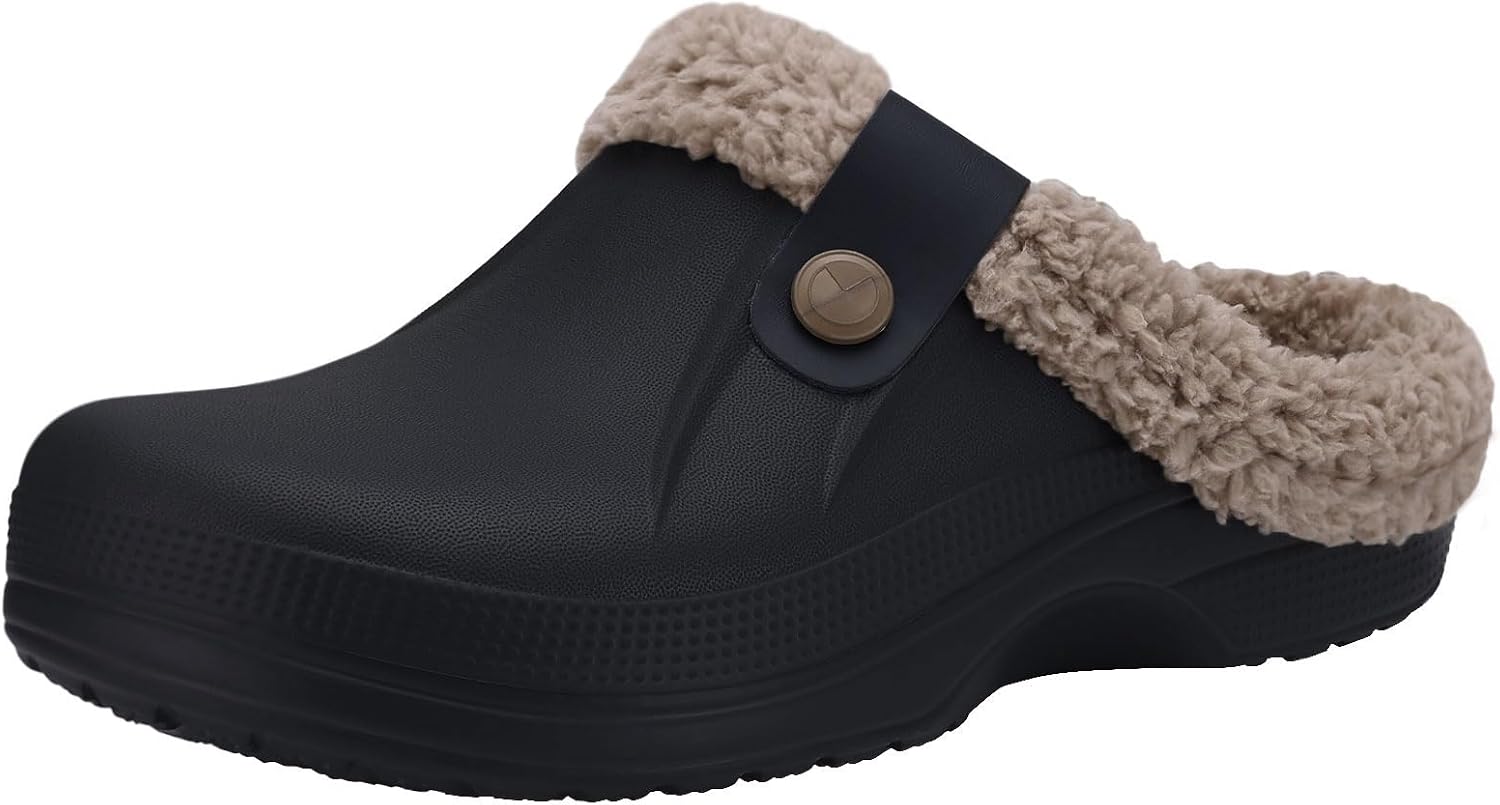 Beslip Fur Lined Clogs for Women & Men Fuzzy Slippers with Memory Foam