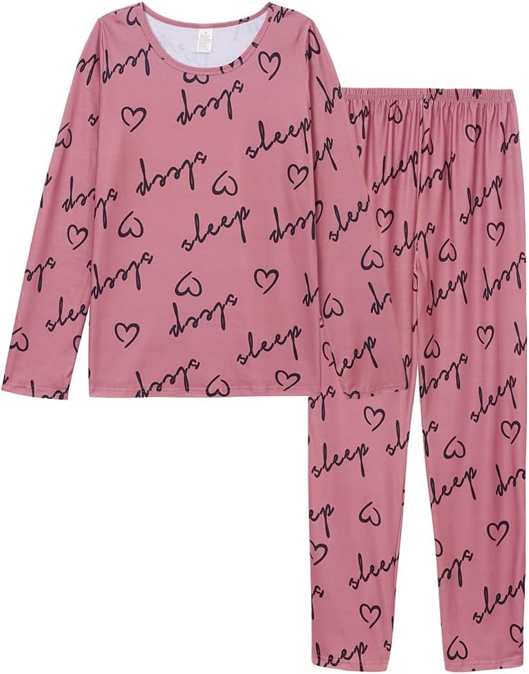 HONG HUI Women Pajamas Set Soft Christmas Pjs Holiday Loungewear Set Long Sleeve Top With Pants,S-3XL