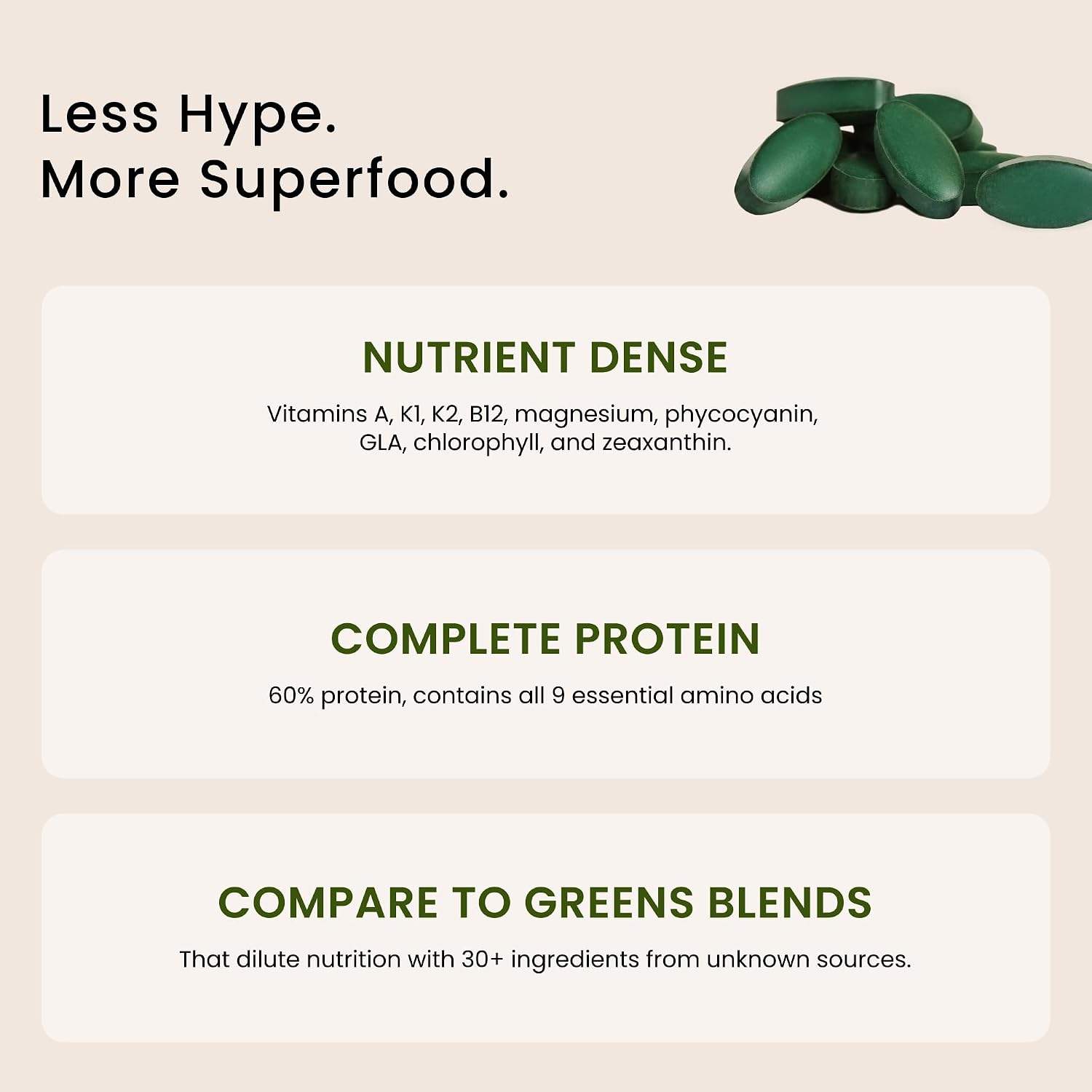 Nutrex Hawaii Pure Hawaiian Spirulina Tablets, Vegan, 500 mg, 400 Count | Spirulina Farm Grown in Kona, Hawaii, Non-GMO, Glyphosate Residue Free, 3rd Party Tested, 60% Protein, Superfood Supplement