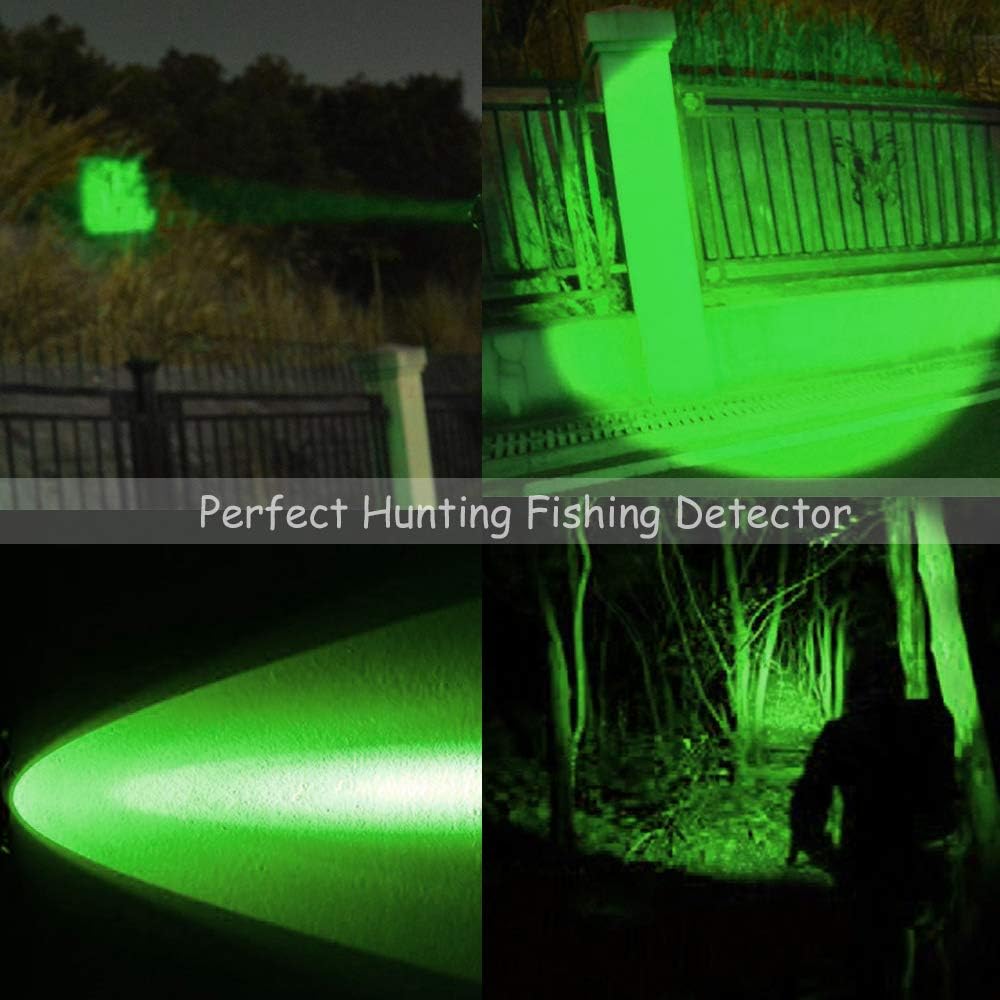 Hunting Flashlight - Green LED Handheld Light - Zoomable, Water & Shock Resistant Night Hunting Lights for Fishing, Hog, Pig, Coyote, Varmint
