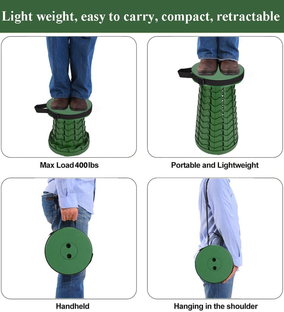 Fishboy Collapsible Stool for Adults, Portable Folding Camping Seat, 400lbs