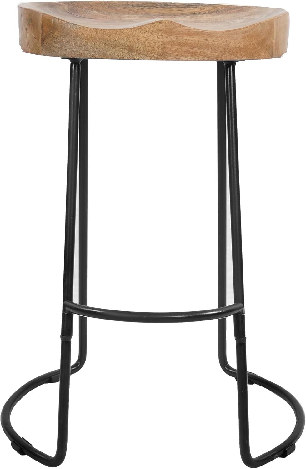 The Urban Port 24 Inch Wooden Saddle Seat Barstool