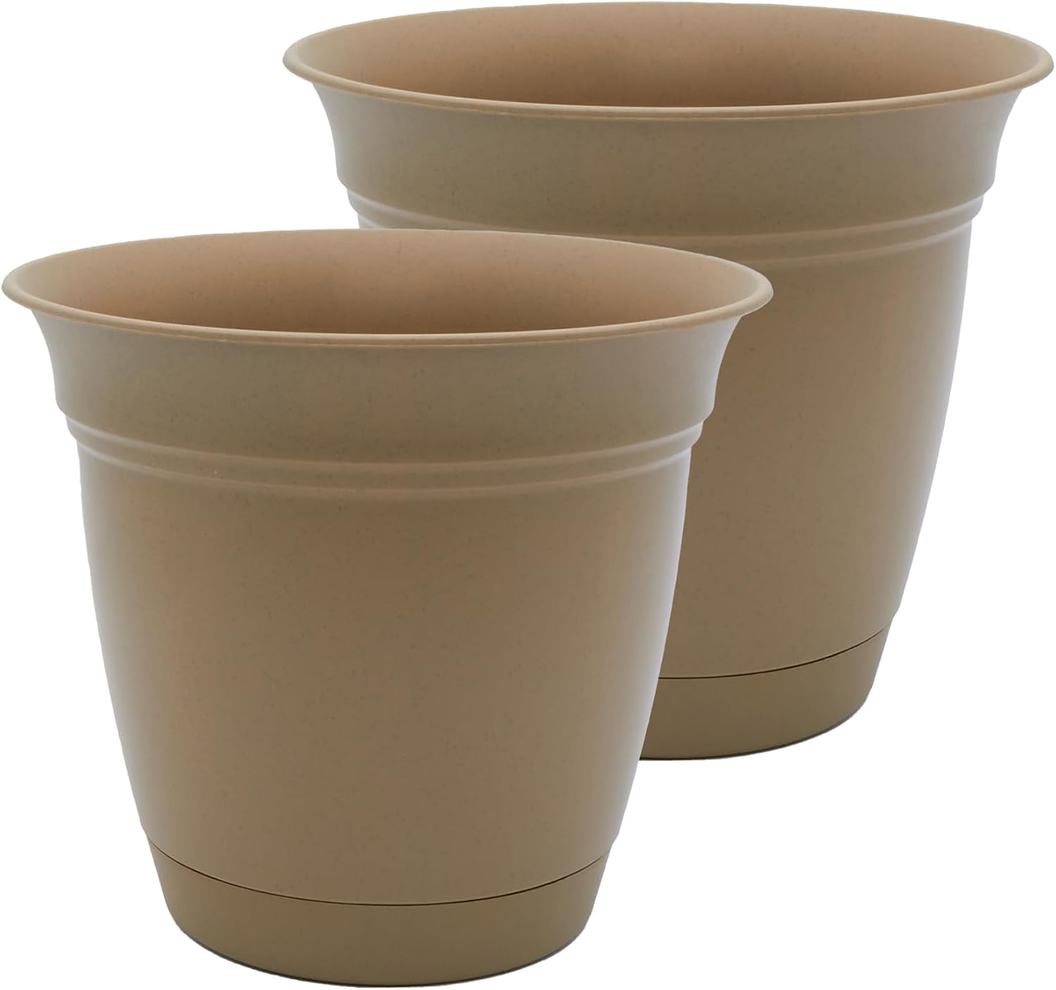 The HC Companies Eclipse Round Planter with Saucer - Outdoor & Indoor Plant Pot with Drainage Holes - Lightweight
