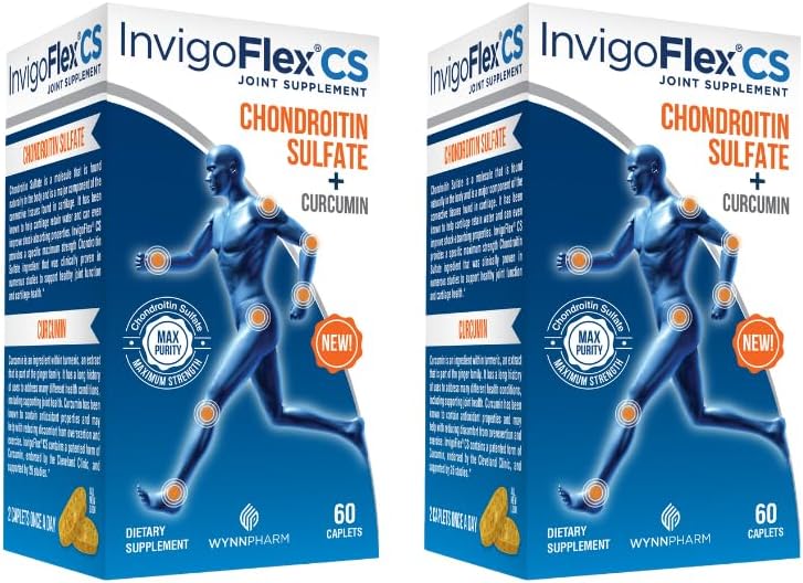 INVIGOFLEX® CS - Chondroitin Sulfate with Turmeric Curcumin Non GMO for Knee, Hand, Back & Hip Premium Joint Supplement