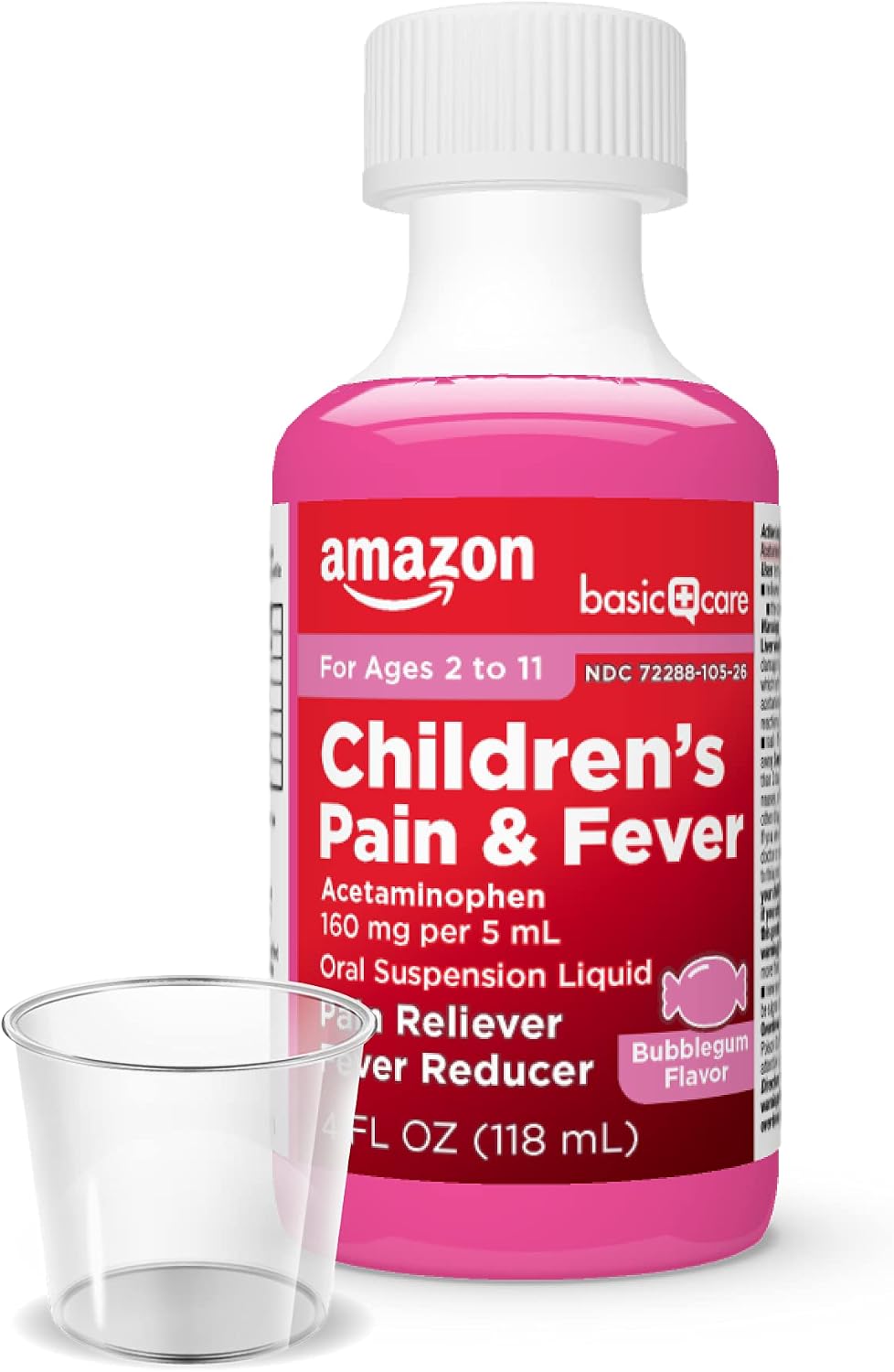 Amazon Basic Care Children's Acetaminophen 160 mg per 5 mL Oral Suspension, Grape Flavor, Pain Reliever and Fever Reducer, 4 fl oz