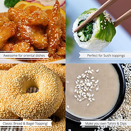 Sesame Seeds White (Hulled) by Its Delish, 9 Oz. Medium Jar