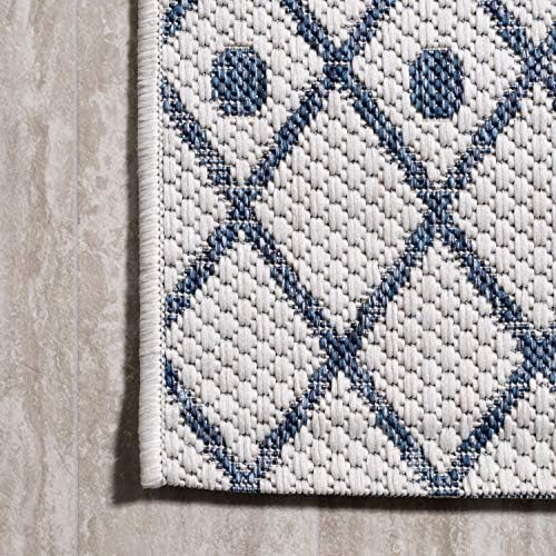 JONATHAN Y Boho Moroccan Indoor Outdoor Area Rug 3X5 Ivory/Navy, Casual for Backyard, Patio, Porch, Easy-Cleaning, High Traffic, Pet-Friendly