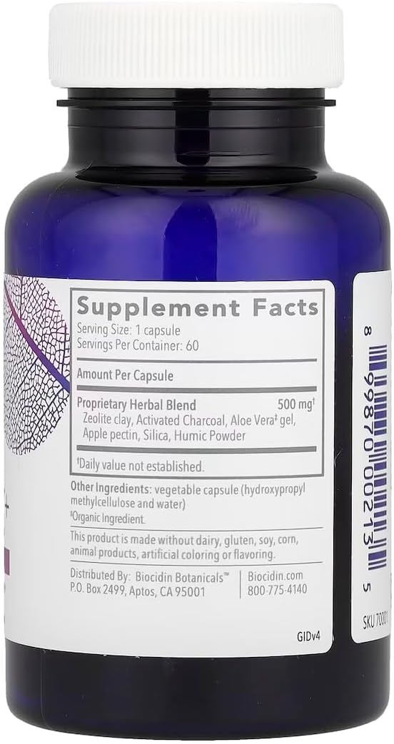Biocidin GI Detox+ Binder Supplement, Toxins Cleanse Support, 60 Count | Gut Detox, Zeolite Heavy Metal Cleanse Support, Activated Charcoal