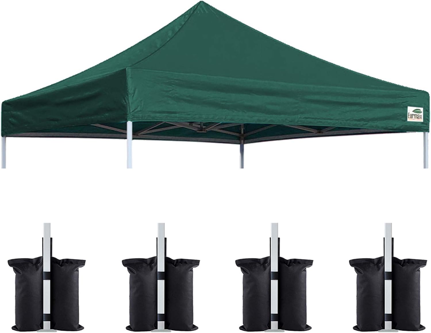 Eurmax USA 10x10 Pop Up Canopy Replacement Top,Universal Instant Canopy Cover ONLY,Heavy Duty UPF 50+ UV Protection,Water & Wind Resistant Tarp,30+ Colors Available,Bonus 4 Sand Bags (White)