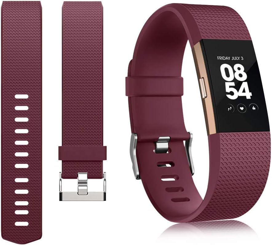 Tobfit Sport Bands Compatible with Fitbit Charge 2, 4 Pack, Replacement Wristbands for Women Men, Small/Large