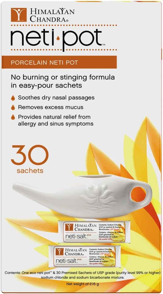 Himalayan Chandra Porcelain Neti Pot with 30 Sachets