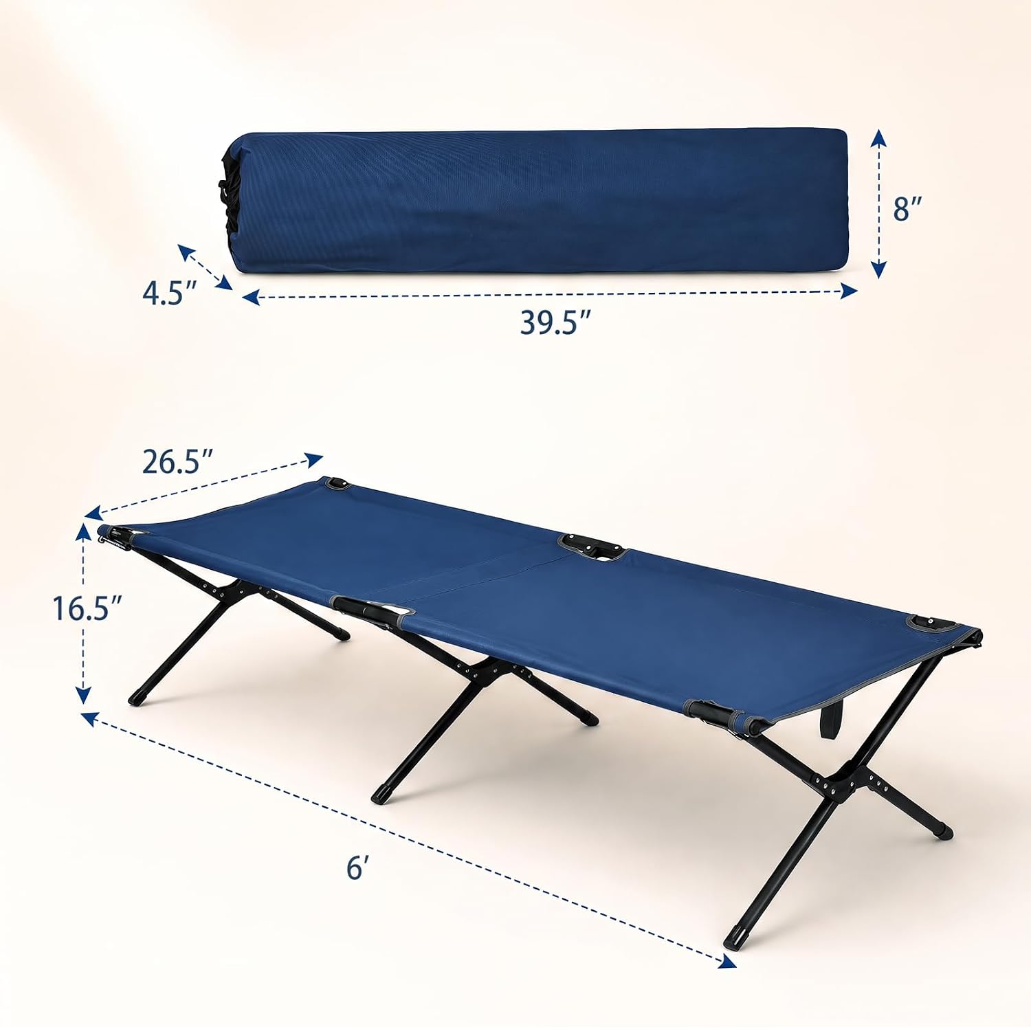 GYMAX Folding Camping Cot, Heavy Duty Portable Military Cot with Oxford Fabric