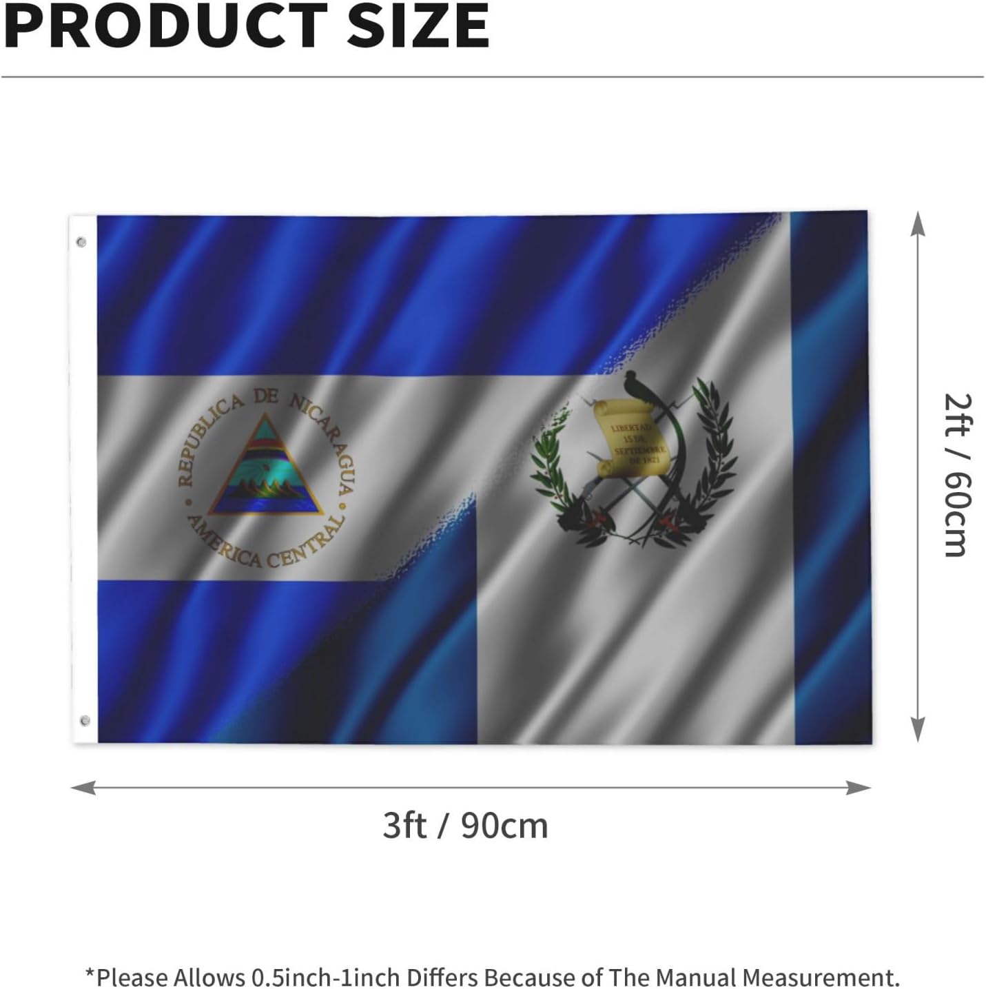 Nicaraguan Nicaragua And American Usa Flag 2x3 Ft Flags Double-Sided Printing Outdoor Indoor Decoration Country Flag 2x3 Foot Polyester Banner