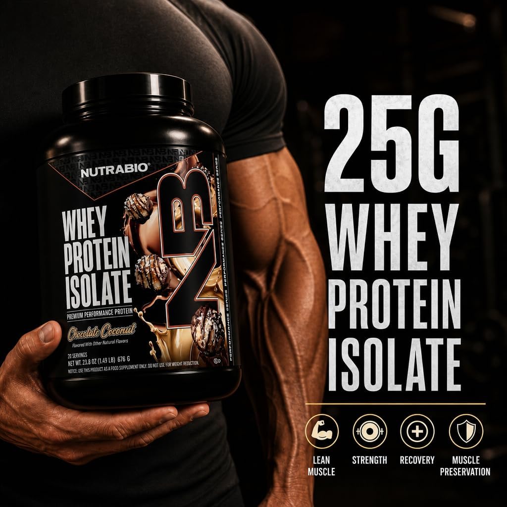 NutraBio 100% Whey Protein Isolate Protein Powder, 25g Protein with Complete Amino Acid Profile, Non-GMO, Soy & Gluten Free, Low Carb, Low Calorie Whey Protein Powder, Raw Unflavored, 20 Servings