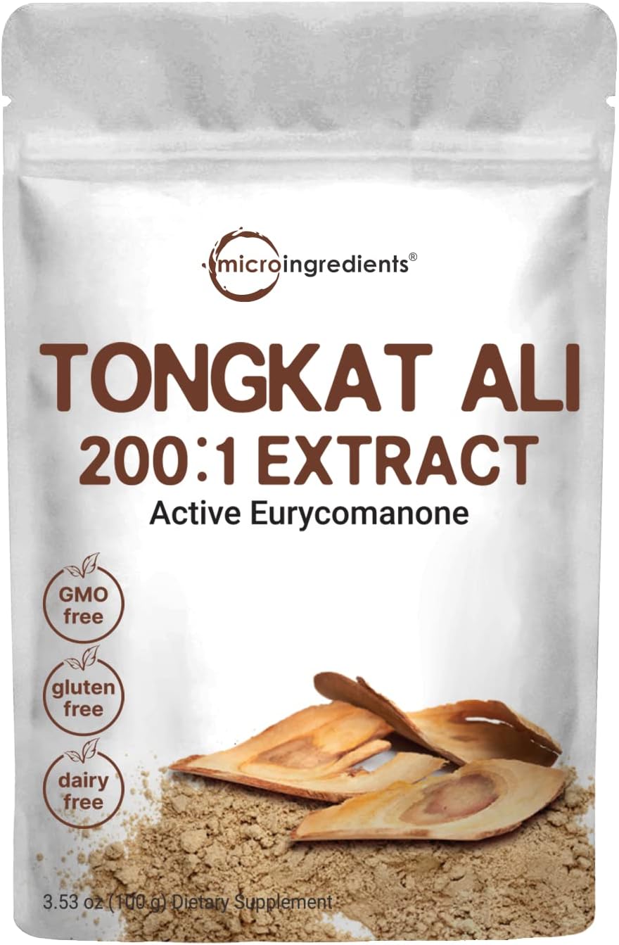 Micro Ingredients Tongkat Ali 200:1 Extract Powder for Men (100g) | Eurycoma longifolia (Longjack) Root | Concentrated Herbal Supplement | Non-GMO