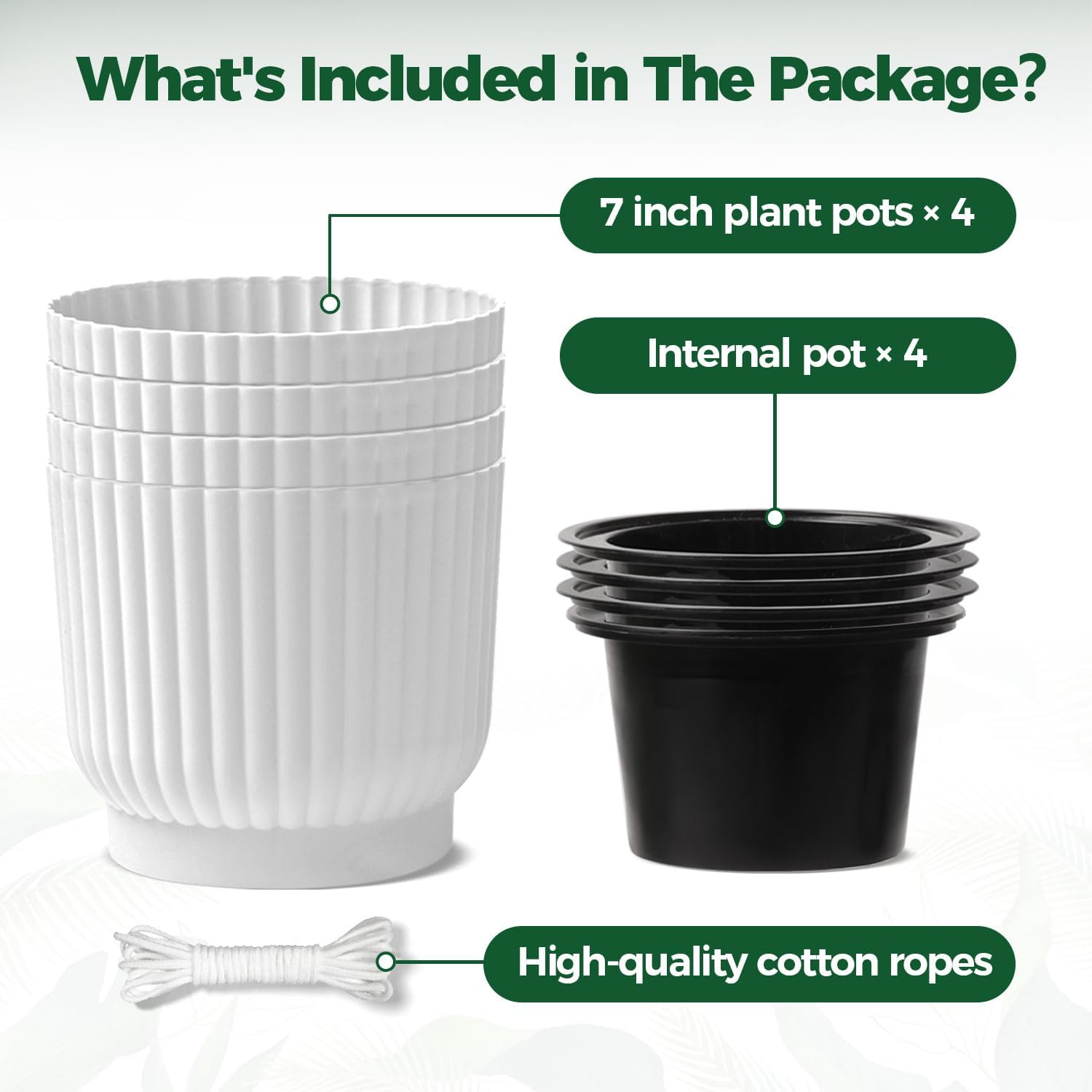 T4U Self Watering Pots for Indoor Plants, 4 Inch 6 Pack Planter White