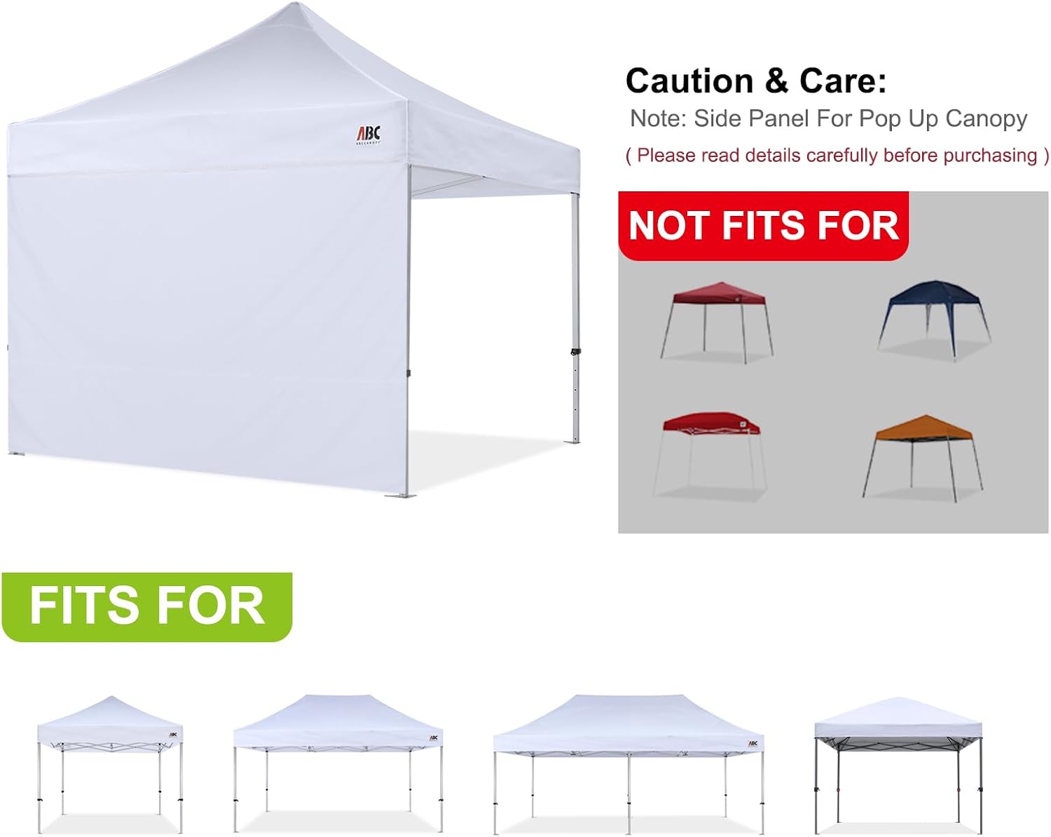 ABCCANOPY Instant Canopy SunWall 10x10 FT No Frame or Top, White