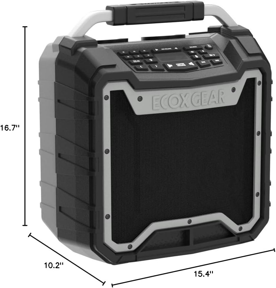 ECOXGEAR EcoTrek Rugged Waterproof Floating Portable Bluetooth Wireless 100 Watt Stereo Smart Speaker and PA System (Gray)