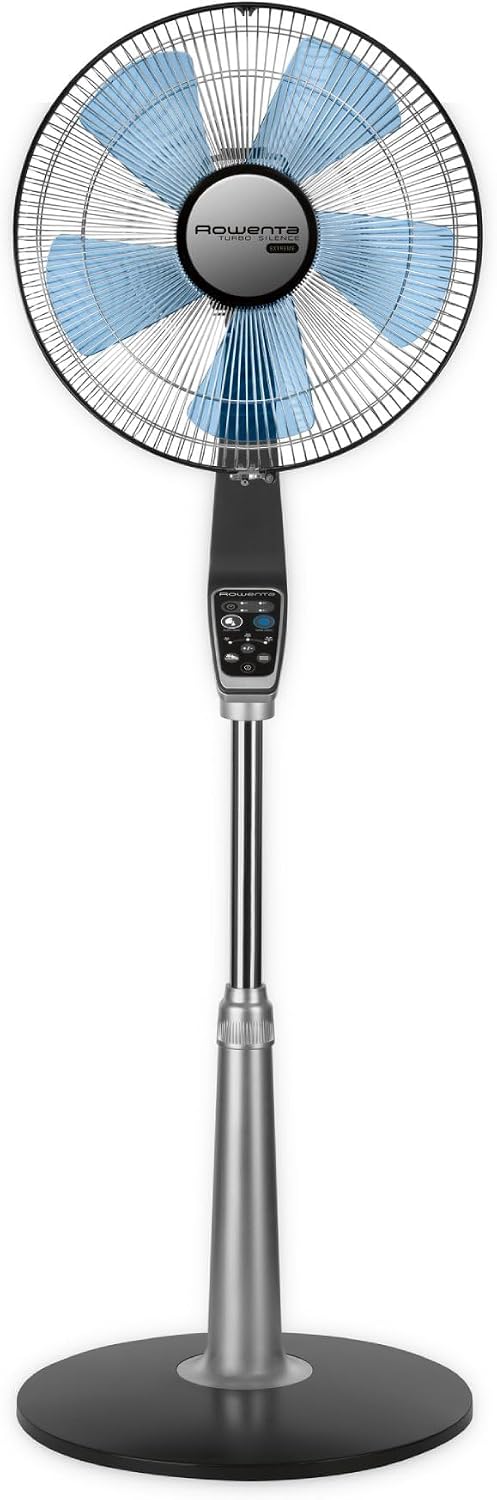 Rowenta, Desk Fan, Turbo Silence Table Fan with Remote, 18 Inches, Ultra Quiet Fan for Bedroom, Oscillating, Portable, 5 Speeds, Black, Indoor, VU2660