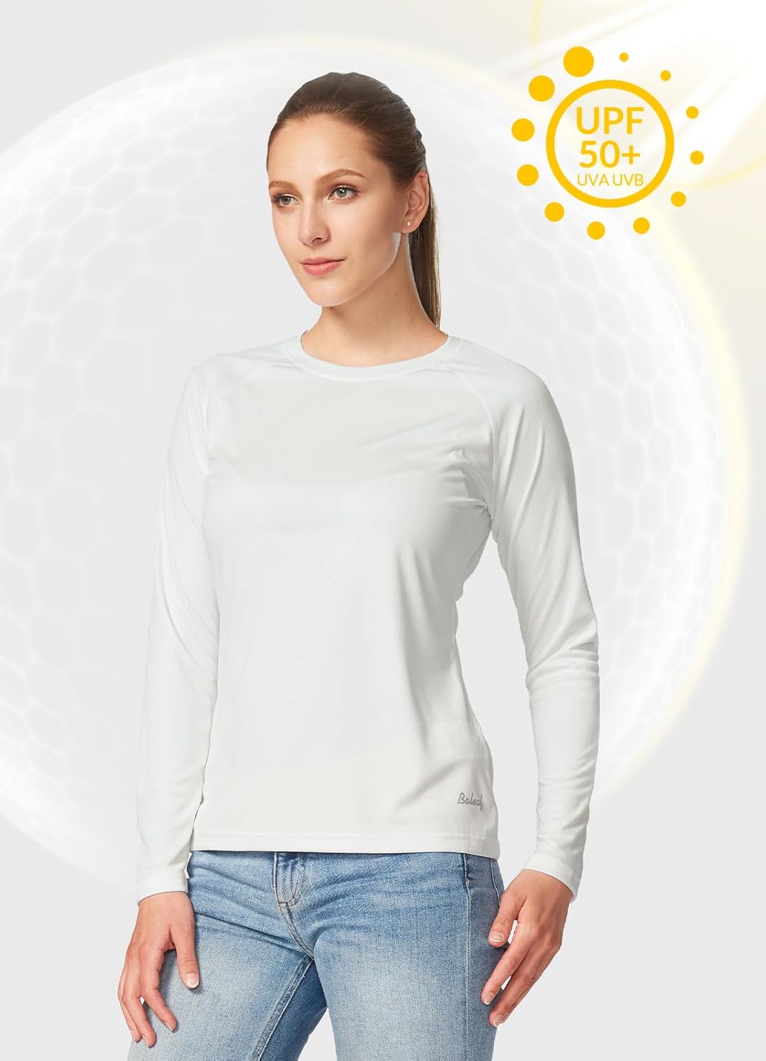 baleaf Women's UPF 50+ Sun Shirts Long Sleeve Stretchy Quick Dry | Lightweight, Rash Guard, UPF 50+ Sun Protection, Breathable Comfort material for Hking Workout, Excellent for hot weather