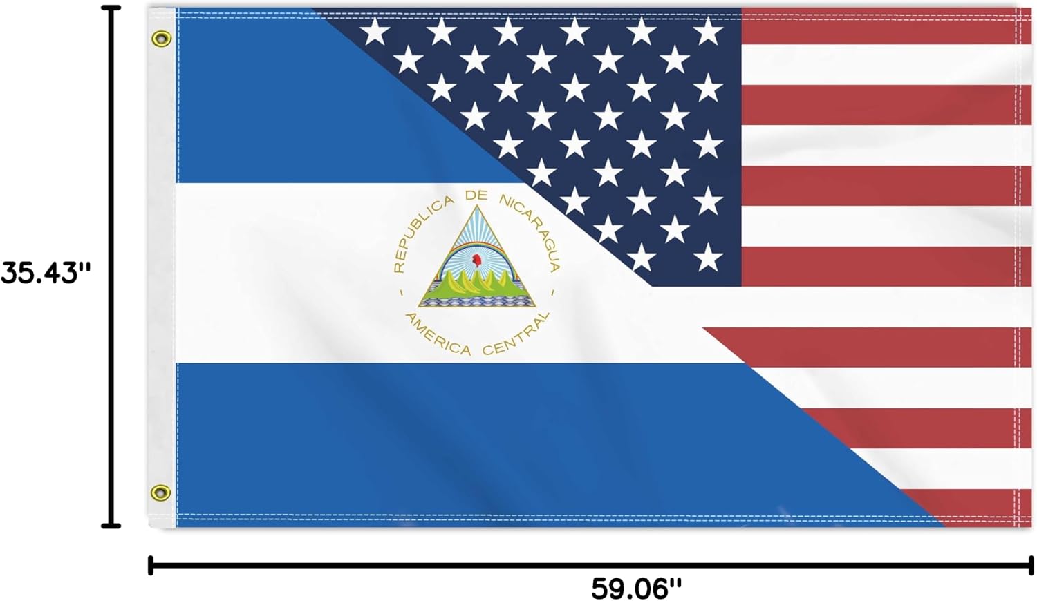3×5 FT USA Nicaragua Friendship Flag, Large 150D America Nicaraguan Outdoor Banner