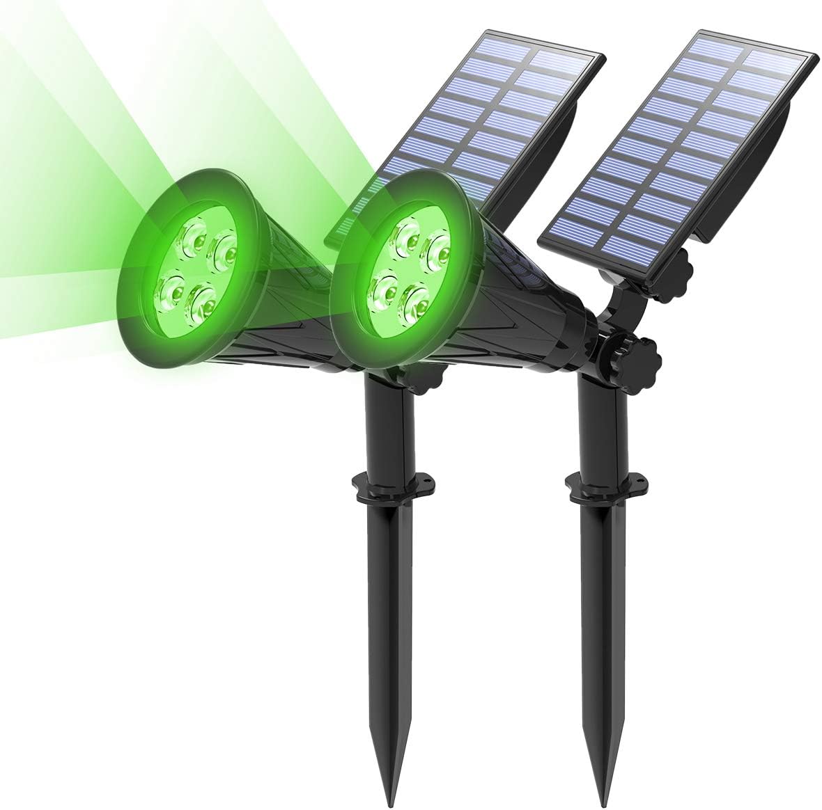 T-SUN Color Changing Solar Spot Lights Outdoor Waterproof, 7 LEDs, 2 Pack | 7 Color Changing Modes, IP65 Waterproof Dusk to Dawn Solar Uplights for Tree, Patio, Yard, Garden, Driveway, Pool Area