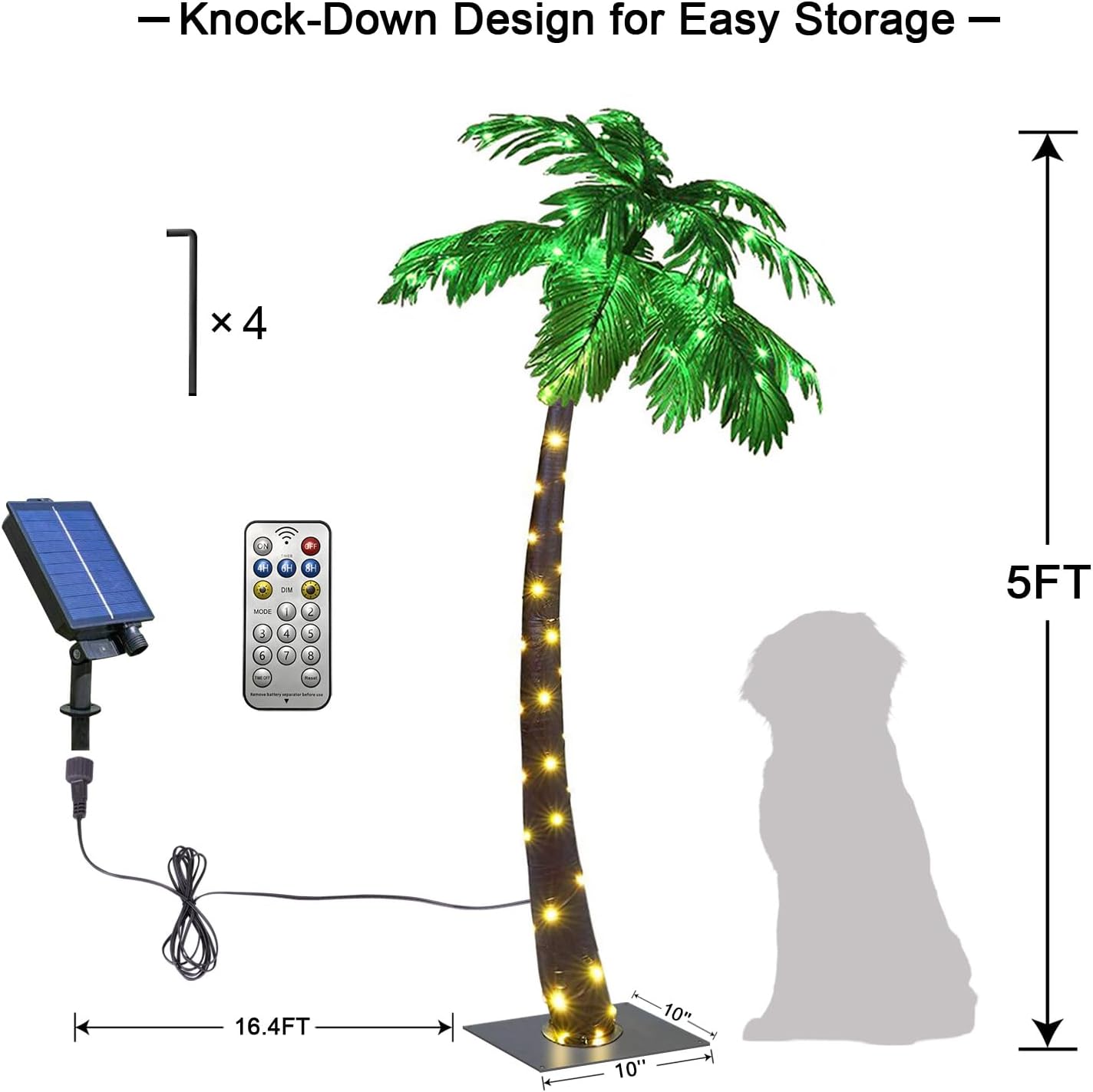Lightshare 7 Feet Palm Tree 152LED Lights Artificial Fake Tree Decoration for Tiki Bar Outside Patio Porch Pool Christmas Nativity