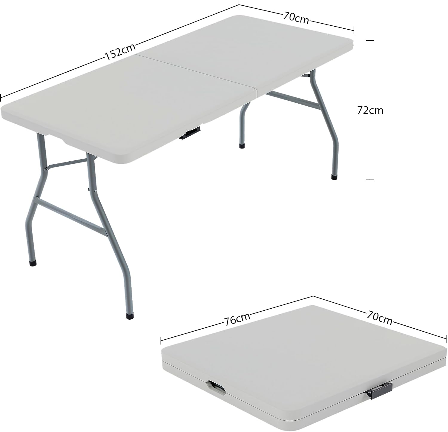 Home Vida Heavy Duty Trestle Picnic Folding Table Silver, 5 feet