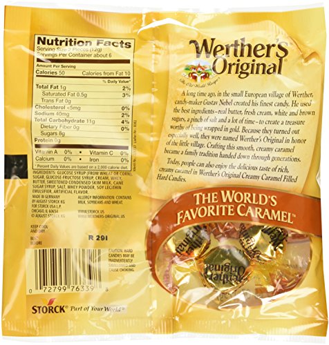 Werther's Original Creamy Caramel Filled Hard Candies - Individually Wrapped Hard Candies for Halloween, Parties, or Snacks - 2.65 oz Bags (Pack of 3)