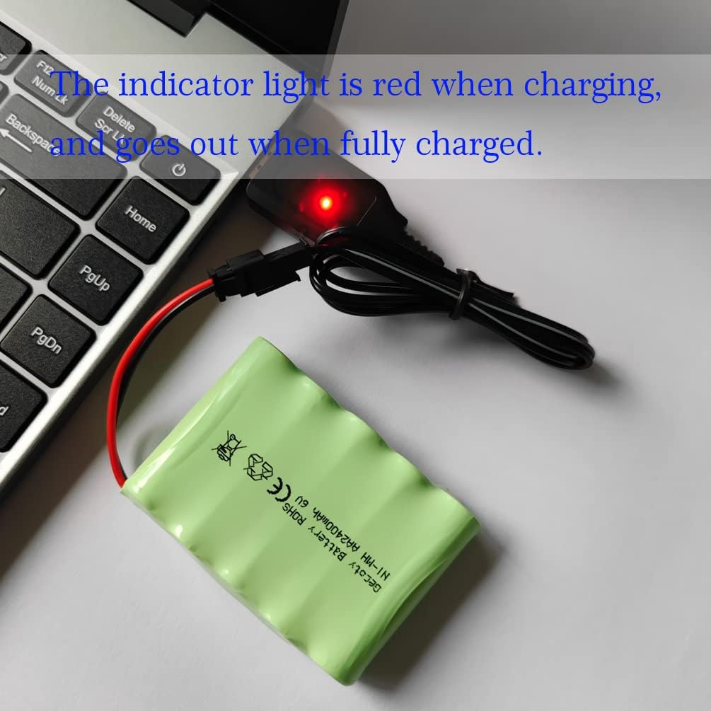 6V Battery Pack, 2400mAh Ninh Rechargeable AA Battery Pack, Come with Charge Cable, for RC Truck Cars Power Tools (SM Plug)