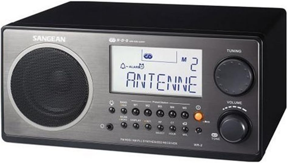 Sangean WR-2BK FM-RBDS AM Wooden Cabinet Digital Tuning Radio (Black) (Renewed)