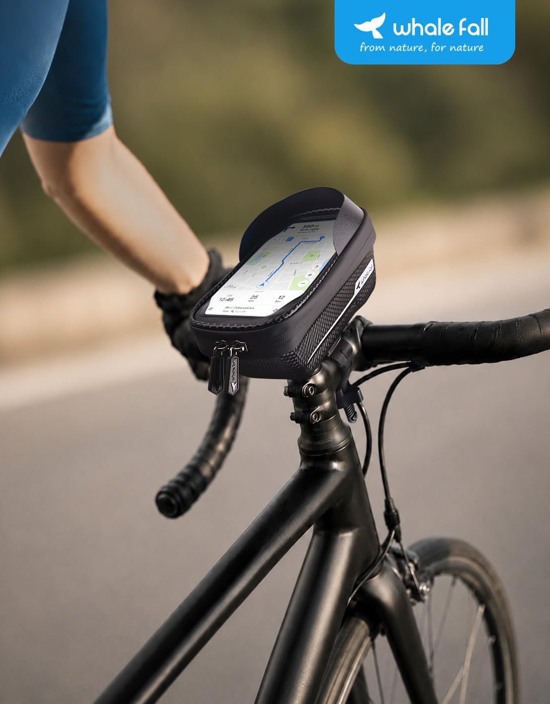 whale fall Bike Frame Bag Waterproof, 3D EVA Hard Shell, Bike Phone Holder